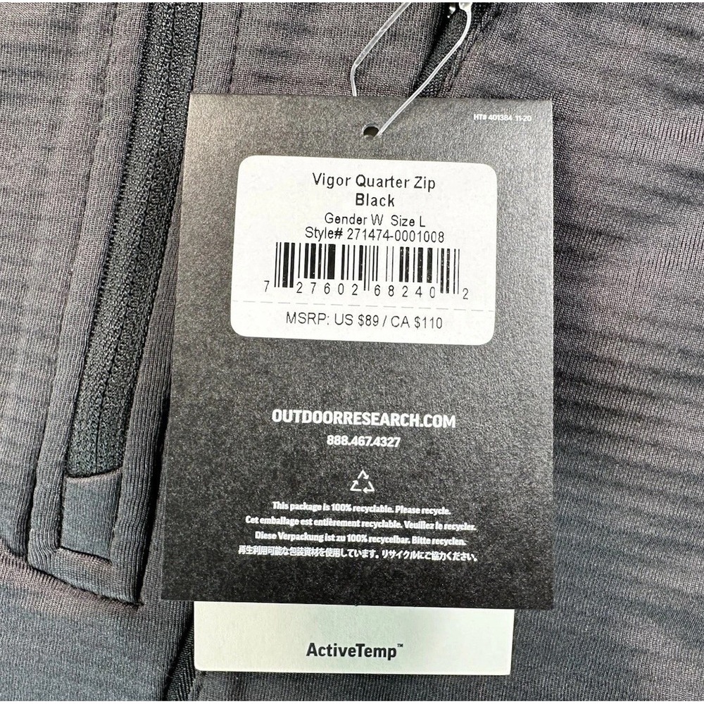 Outdoor Research Vigor 1/4‎ Zip Pullover Womens Large Black - Picture 8 of 10